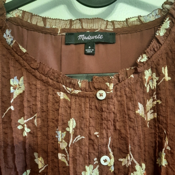 Madewell Norma Rae Floral Print Long Sleeve Dress In Dark Merlot - Picture 9 of 16